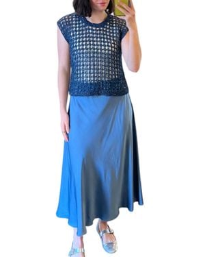 B.yu Satin Skirt - Blue