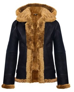 Infinity Leather Hooded Sheepskin Flying Leather Jacket-Palermo - Black