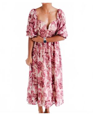 Wildflower Floral Textured Jacquared Midi Dress