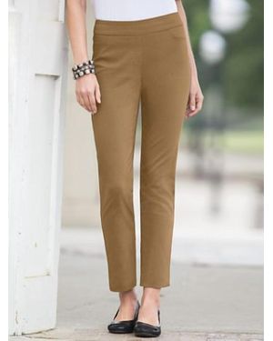 Slimsation By Multiples Wide Band Ankle Pants - Natural