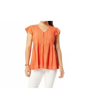 Coco + Carmen Zendaya Eyelet Peplum Top - Orange