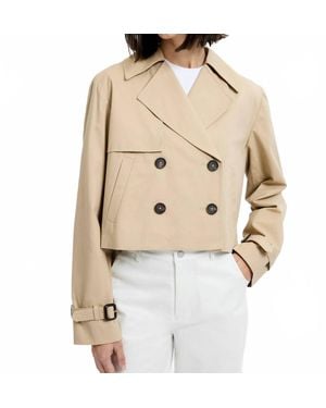 French Connection Cropped Twill Trench Coat - Natural