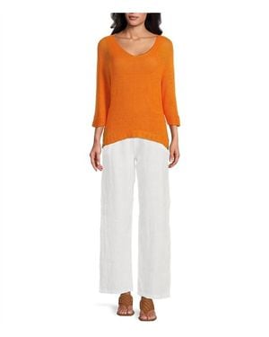 Made In Italy Lightweight Knitted 3/4 Sleeve Top - White