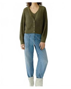 Ouí Button Front Long Sleeve Cardigan - Blue