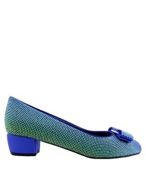 Ferragamo Ferragamo Vara Crystal-Embellished Pumps, Size 7 C - Blue