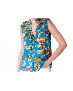 Go> By Go Silk Spring Soiree Blouse - Blue