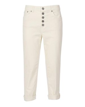 Dondup High-Waisted Tailored Pants With Decorative Buttons - White