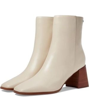 Calvin Klein Broma Boots Leather Block Heel Bootie Lion470 - Natural