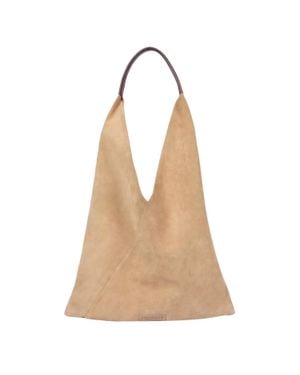 Penelope Chilvers Triangle Suede Bag - Natural
