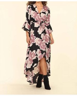 Veronica M Romano Wrap Maxi Dress With Bell Sleeve - Natural