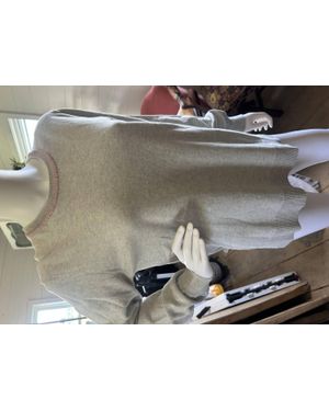 Pure Amici Cotton Cashmere Split Hem Crew Sweater - Gray