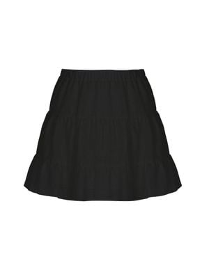 Nocturne Tiered Mini Linen Skirt - White