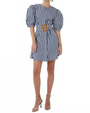 JS71 Dion Stripe Belt Dress - Blue