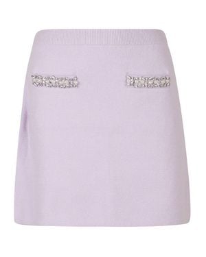 Self-Portrait Tailored Lilac Skirt With Decorative Elements - Purple