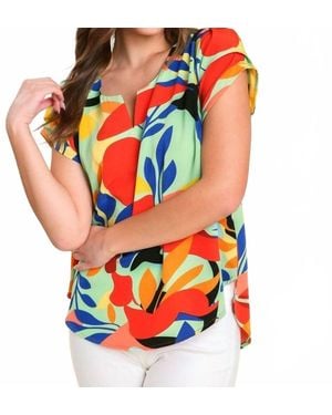 Umgee Abstract Short Sleeve Top - Orange