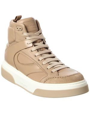 Ferragamo Leather High-Top Sneaker in Black for Men | Lyst