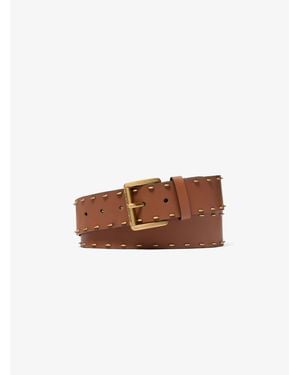 Michael Kors Studded Leather Belt - White