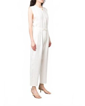 LeKasha Tanta Linen Jumpsuit - White
