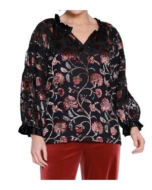 Tru Luxe Burnout Velvet Top - Black