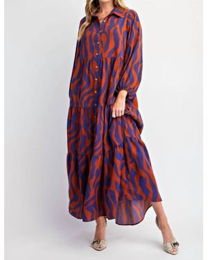 Easel Sophia Button Down Woven Maxi Dress-Plus - Red
