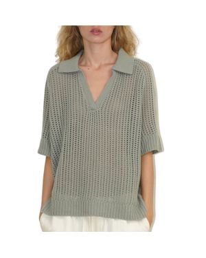 SABLYN Shalom Relaxed Split Neck Cashmere Polo - Gray