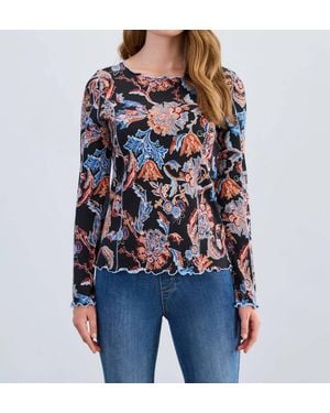 Fdj Ribbed Paisley Boatneck Tee - Blue