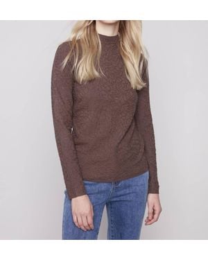 Charlie b Textured Mock Neck Shirt - Brown