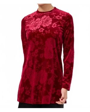 Johnny Was Stretch Velvet Tunic - Red
