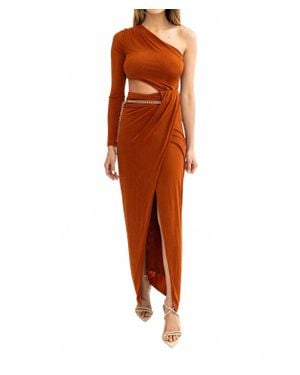 Torn By Ronny Kobo Everleigh One Shoulder Cut Out Dress - Orange