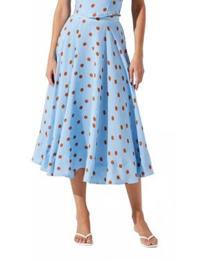 Astr Janie Polka Dot Midi Skirt - Blue