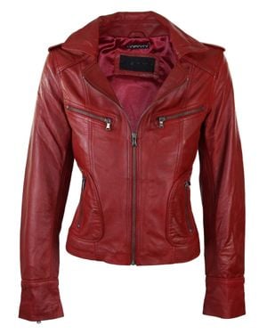 TruClothing Leather Biker Jacket - Red