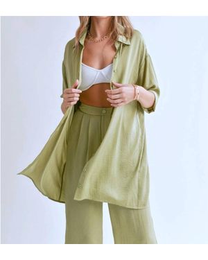 Sadie & Sage Juicy Oversized Layering Shirt - Green
