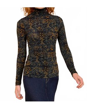 Ulla Johnson Aurelia Jersey Long Sleeve Turtleneck Top - Black