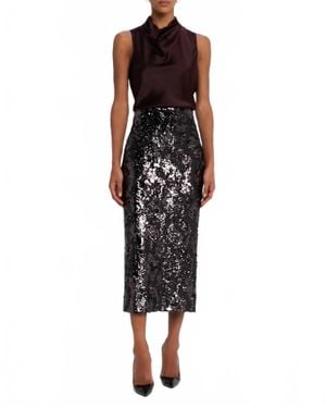 Veronica Beard Koa Sequined Midi Skirt - Black