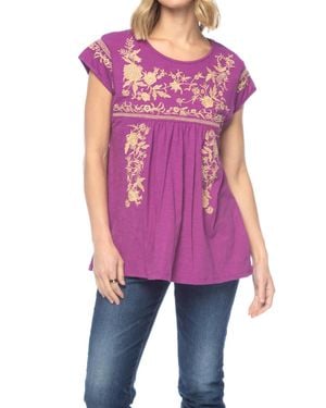 Tolani Anice Cap Sleeve Blouse - Red