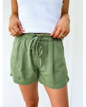 Kut From The Kloth Drawcord Linen Short - Green