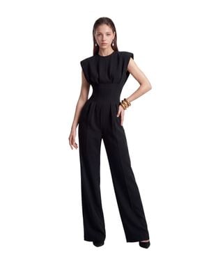 Saiid Kobeisy Structured Pleated Jumpsuit With Wide-Leg Design - Black