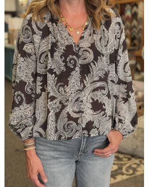 Sanctuary Paisley Long Sleeve Blouse - Gray