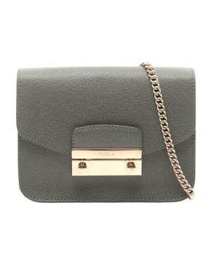 Furla Julia Leather Shoulder Bag - Gray