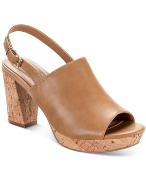Style & Co. Jenisee Faux Leather Slingback Wedge Heels - Brown