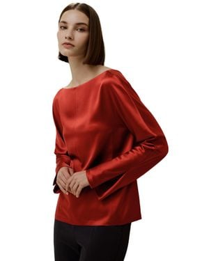 LILYSILK Minimalist Shiny Silk Top For - Red