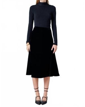 English Factory Josie Velvet Skirt - Black