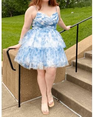 Sydney's Closet Tiered Tulle Short Party Dress - Blue