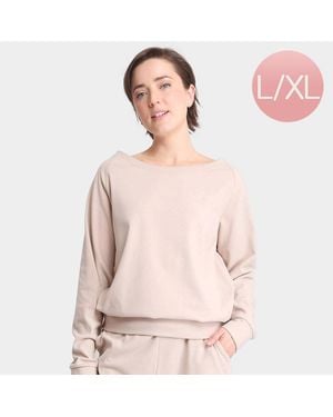 TRUEDAMES Solid Boat Neck Loungewear Sweatshirts Top - Pink