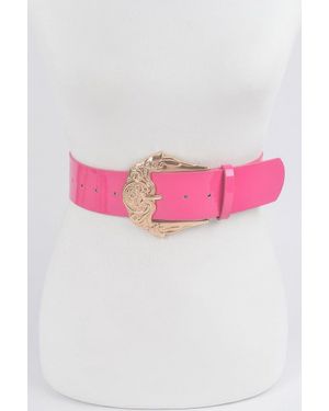 Fashnzfab Metal Buckle Enamel Belt - Pink