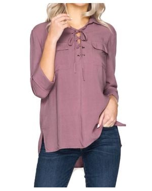 She + Sky Lace Up Shirt - Purple