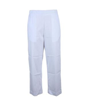 MEIMEIJ Relaxed Fit Straight Leg Pants With Elastic Waistband - Blue