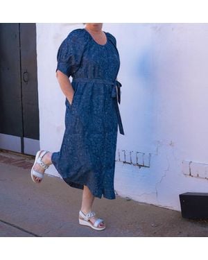 Uncle Frank Tucked Sleeve Denim Dress - Blue