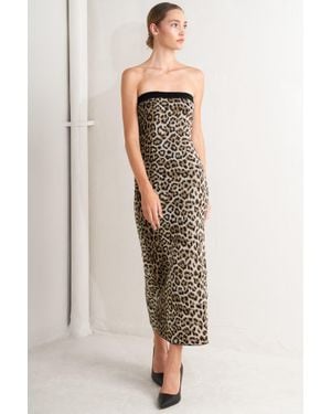 TRUEDAMES Wild Romance Leopard Knit Midi Dress - Natural