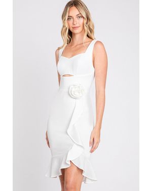 TRUEDAMES Sleeveless Fitted Hoco Knee Length Dress - White